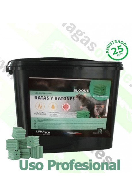 Raticida Difetialona en Bloque 5KG