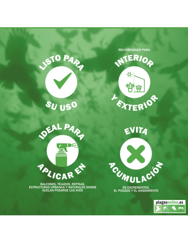 Gel Repelente Aves Antiposamiento 750ml Spray [TIENDA]